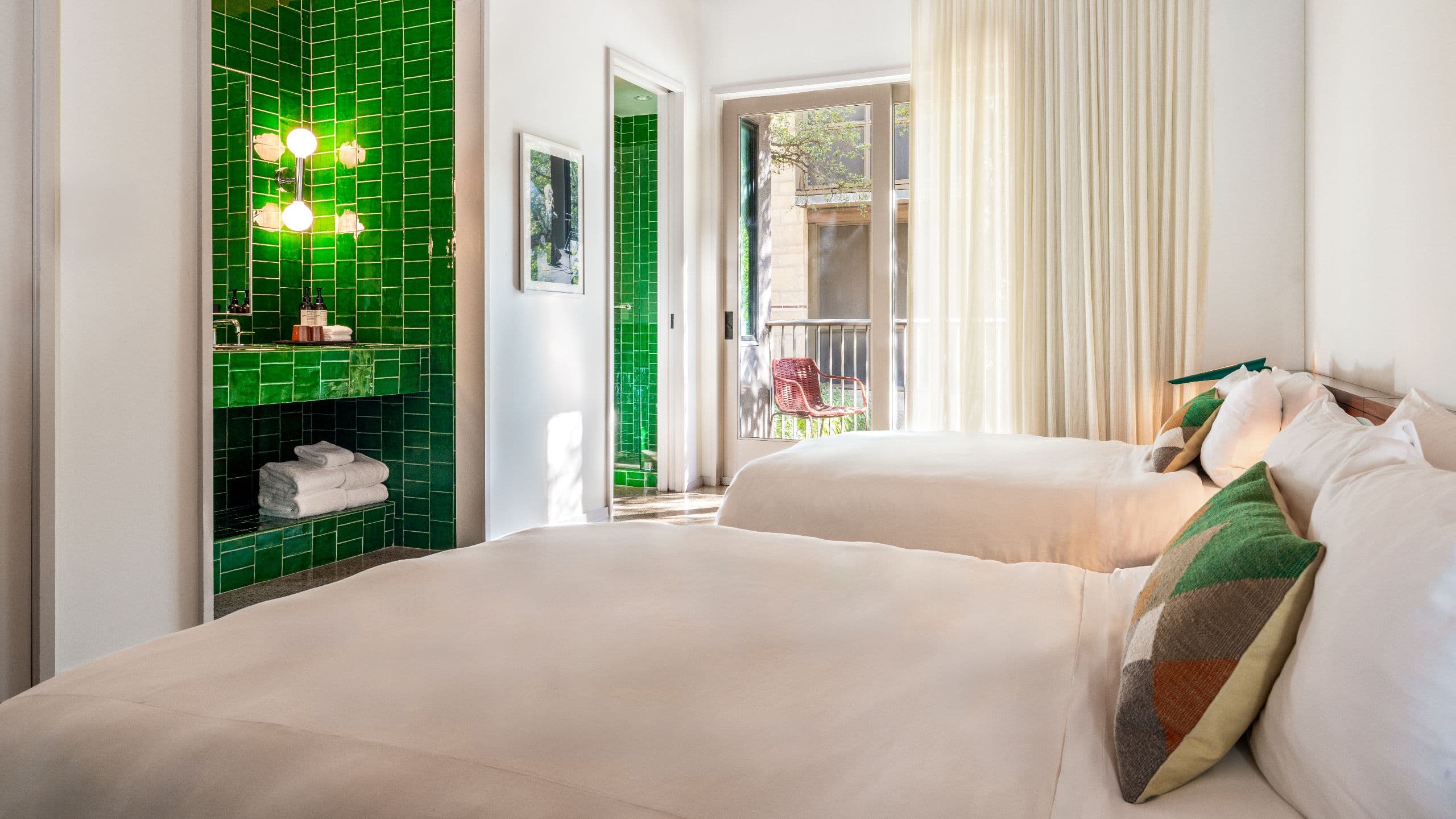 1 of 3 Hotel Magdalena, Bunkhouse Hotels Double Queen Beds Vanity