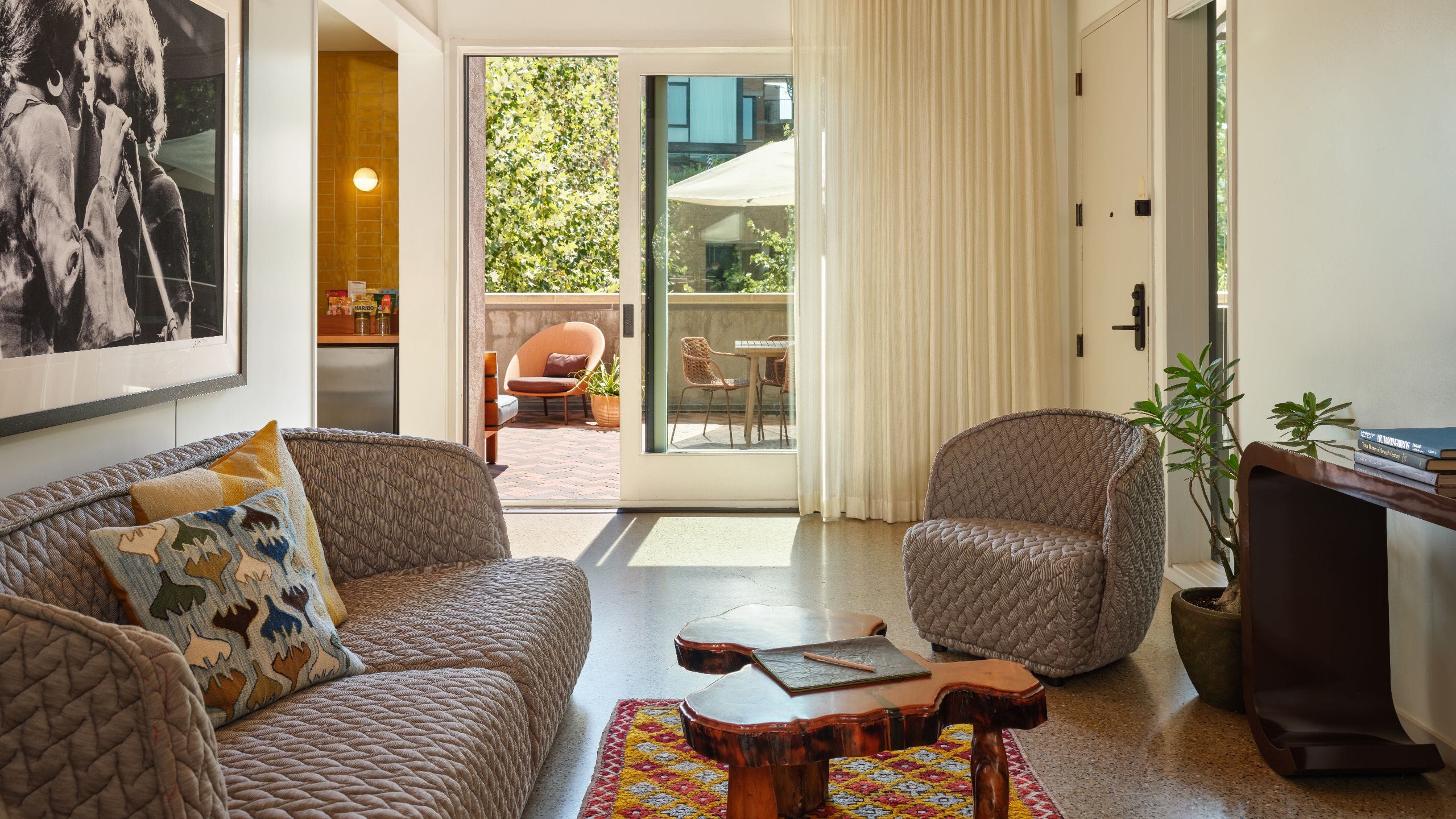 3 of 5 Hotel Magdalena, Bunkhouse Hotels King Suite With Terrace Living Room Seating