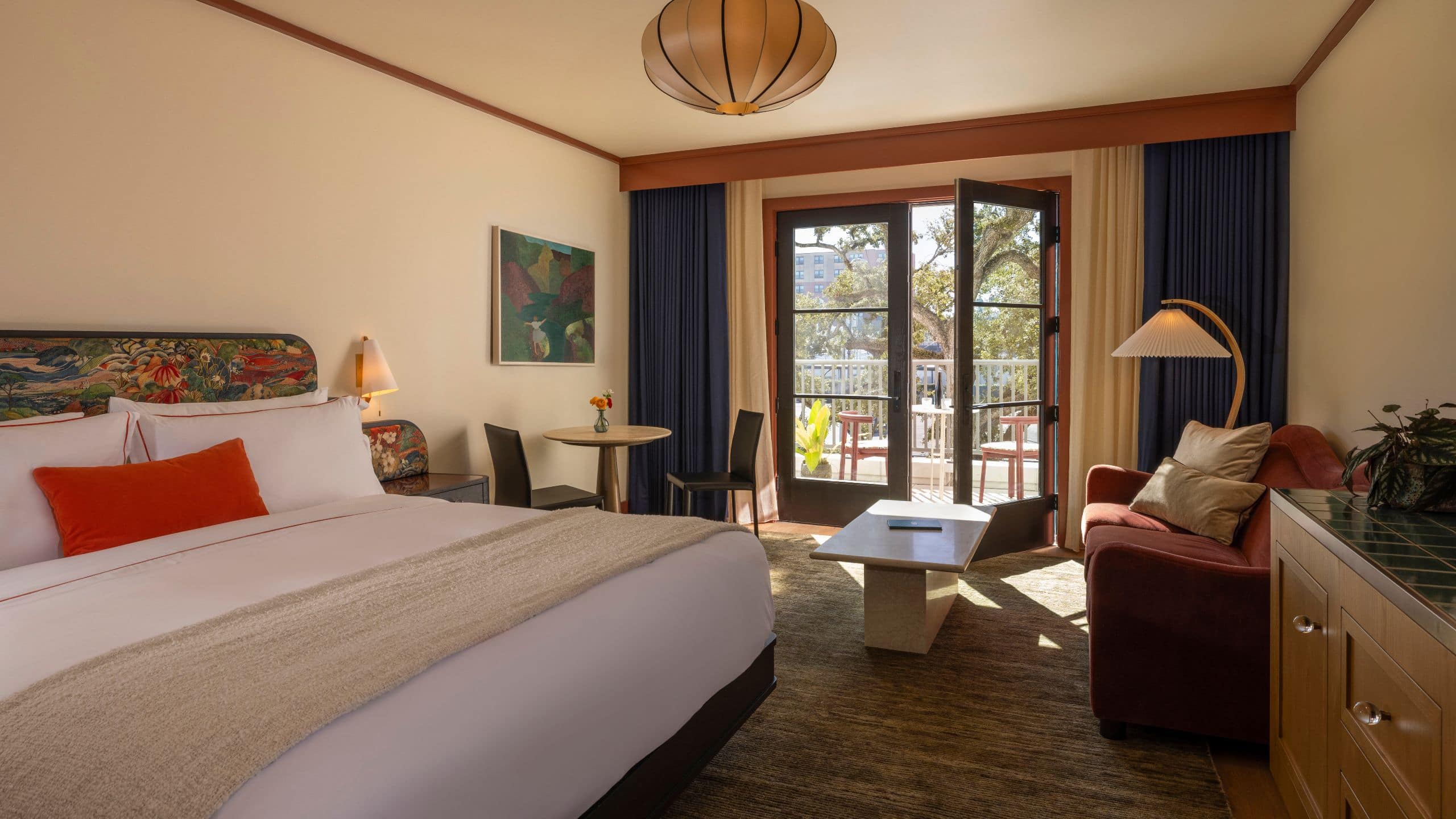 Hotel Daphne One King Bed Terrace Bedroom Wide