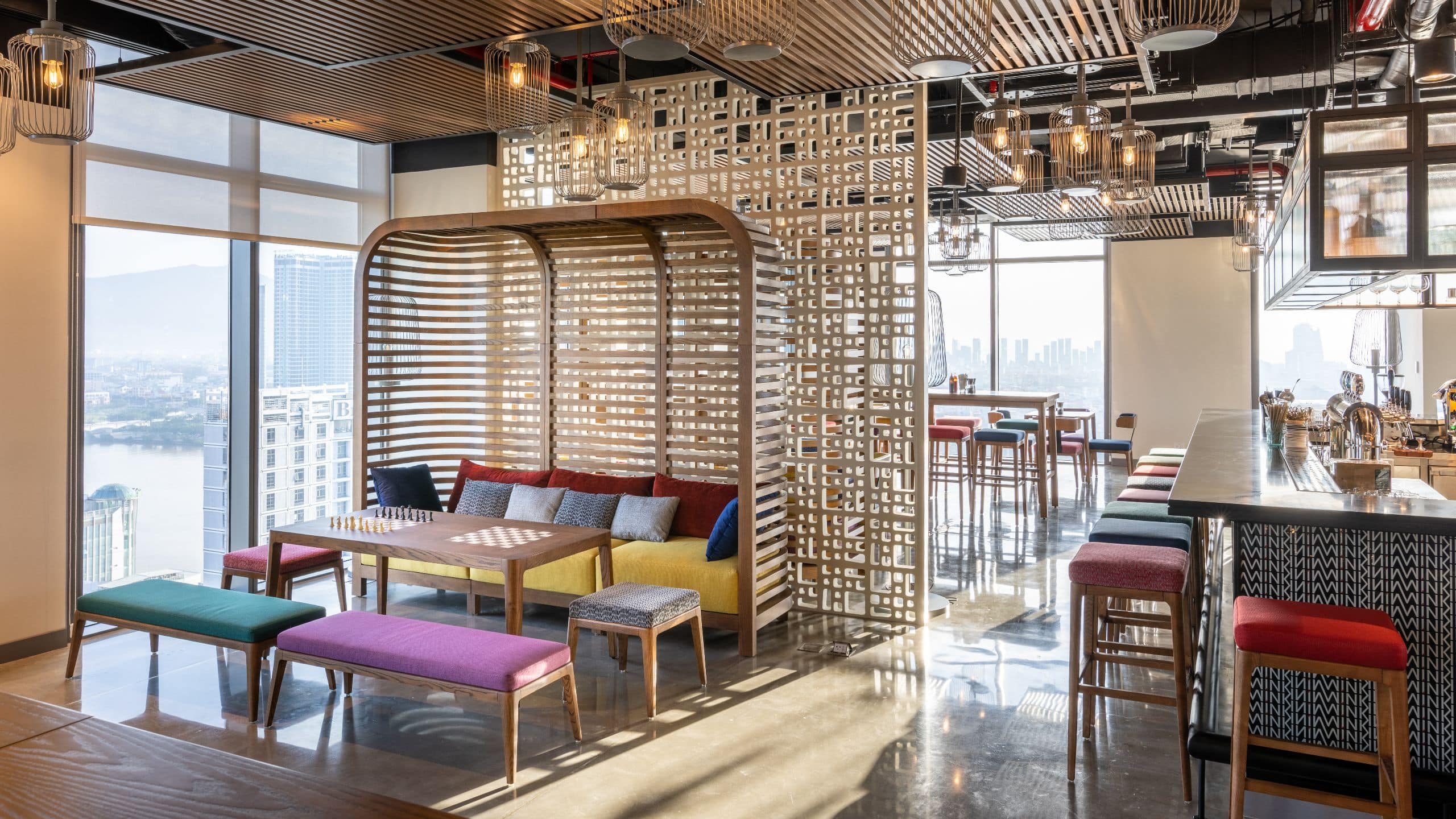 Wink Hotel Danang Centre Wink Bar Kitchen Seating With View