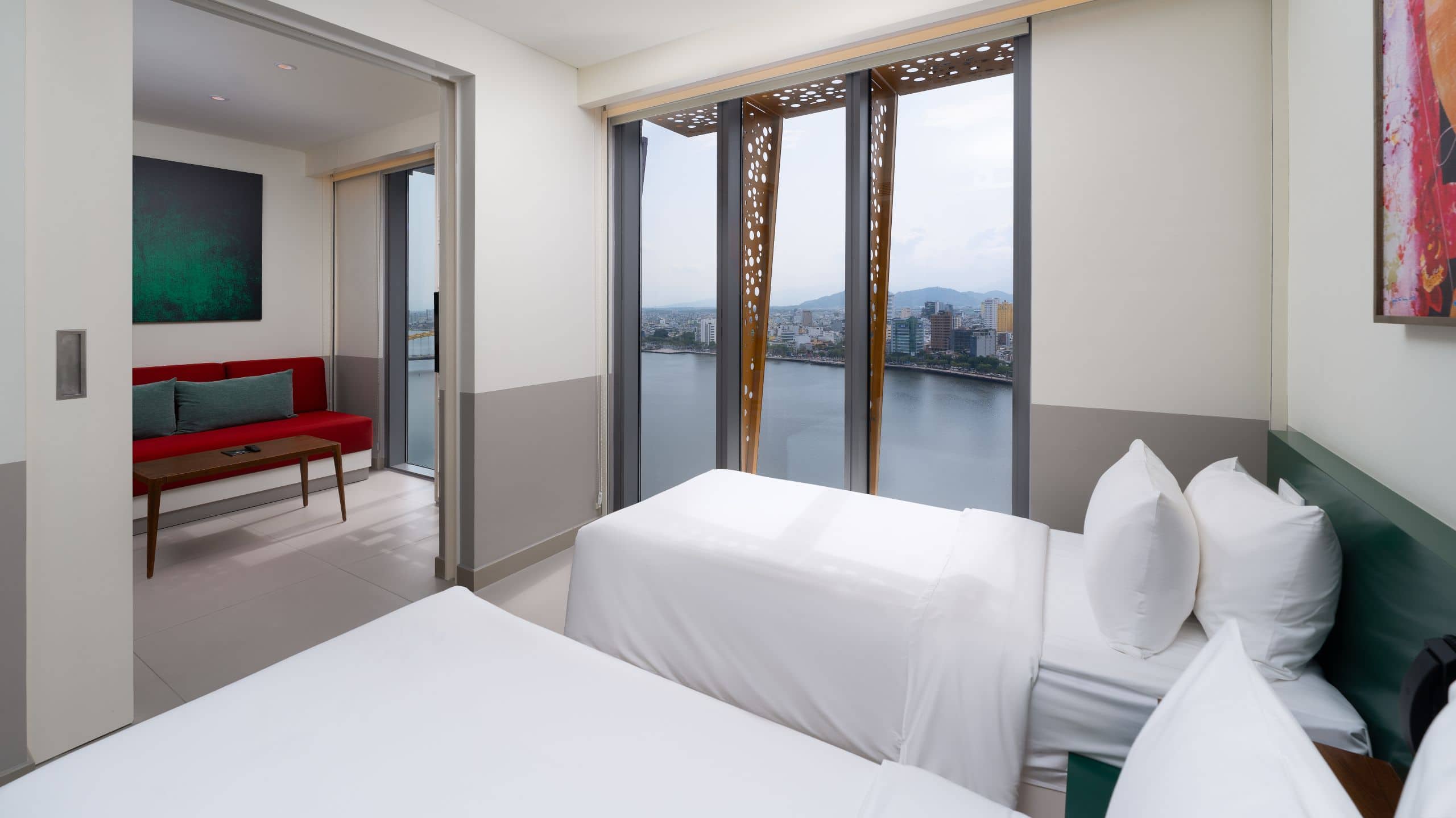 Wink Hotel Danang Riverside Two Twin Beds Suite River View Master Bedroom