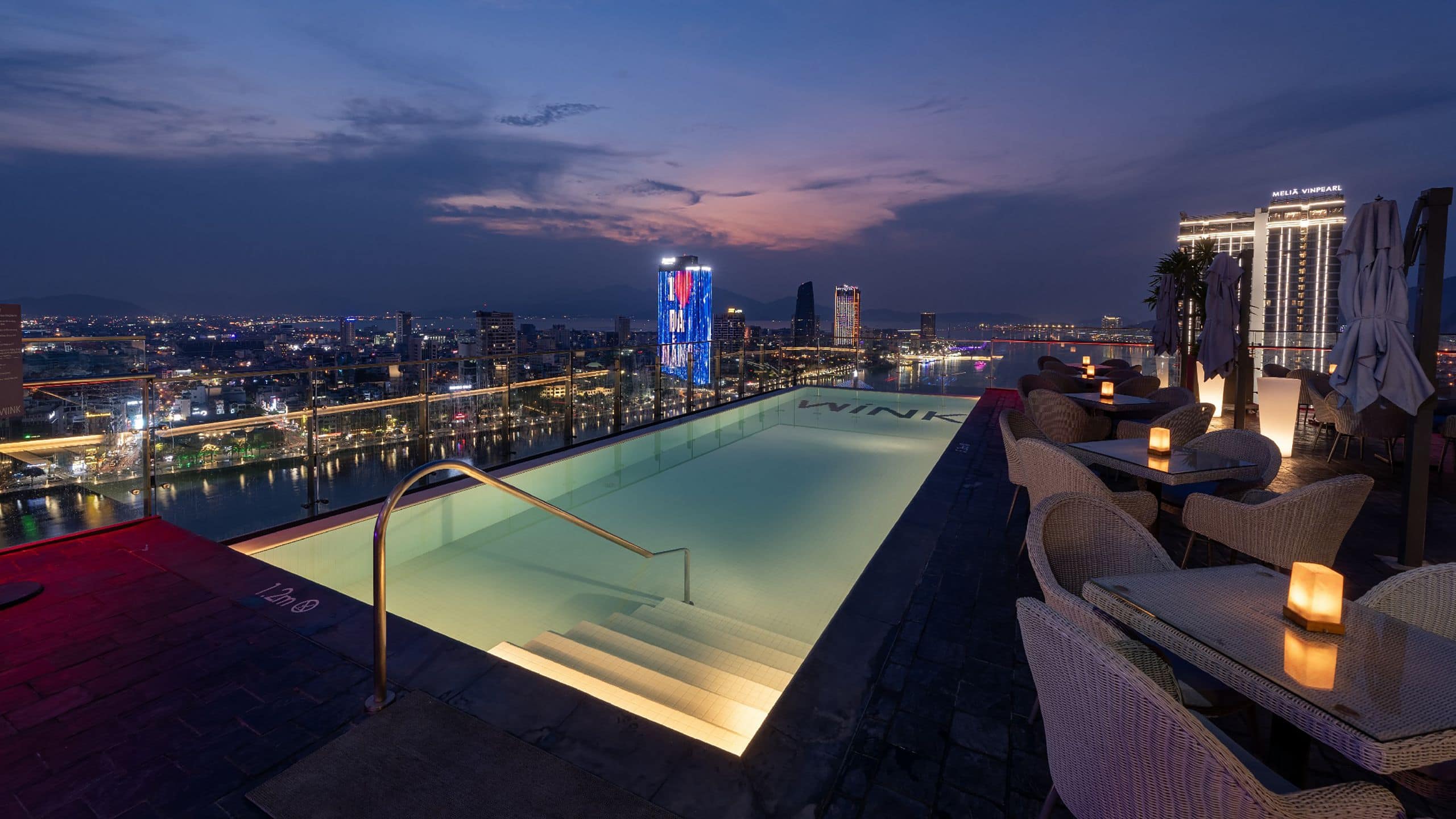 Wink Hotel Danang Riverside Wink Rooftop Pool Night View