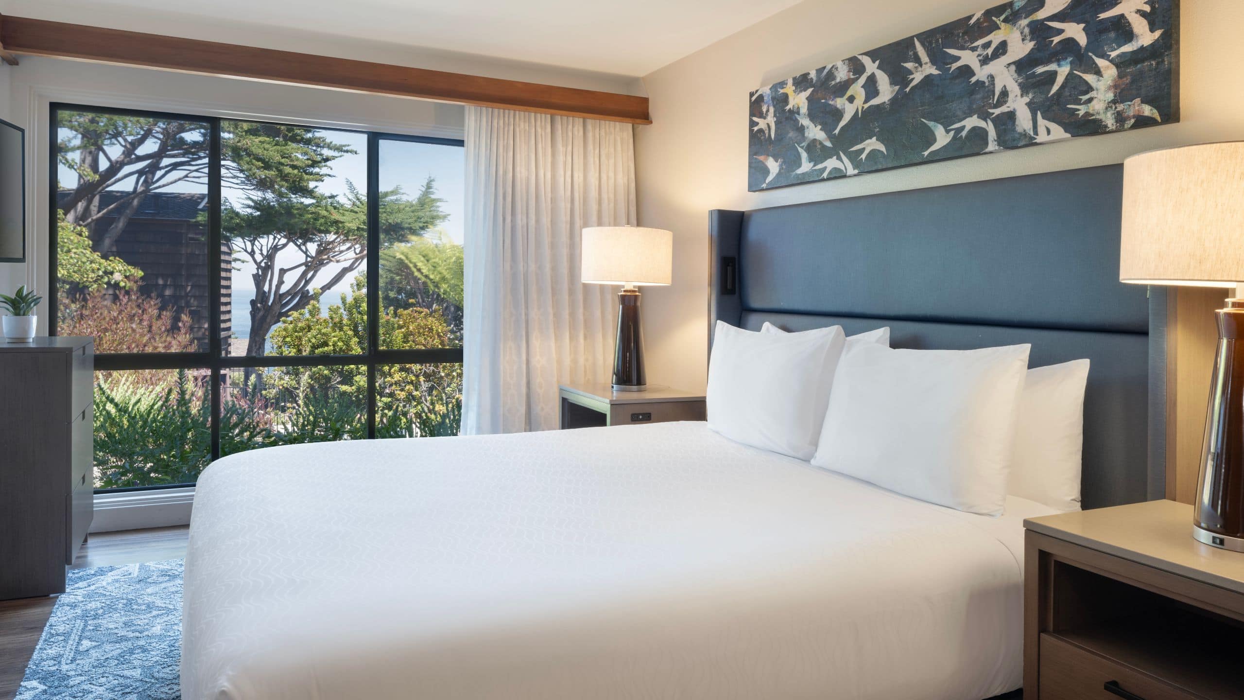 4/6 Hyatt Vacation Club at Highlands Inn Bedroom With Large Windows