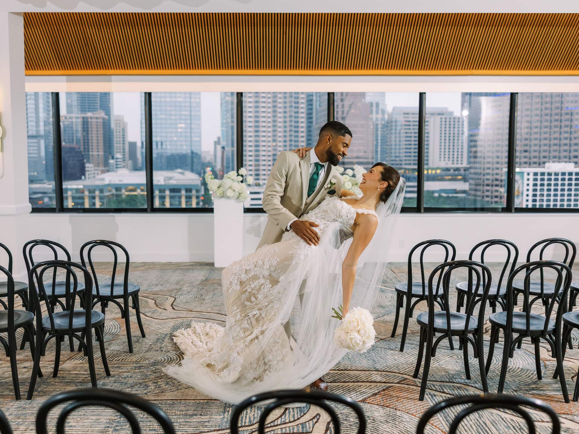 Hyatt Regency Austin Wedding Couple Ballroom Chairs