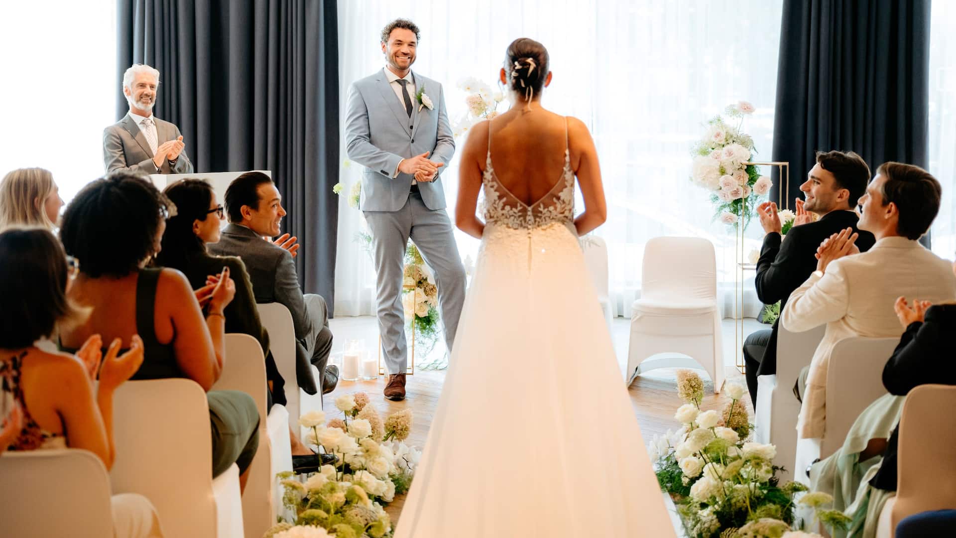 Hyatt Regency Amsterdam Wedding Bride Entering Ceremony
