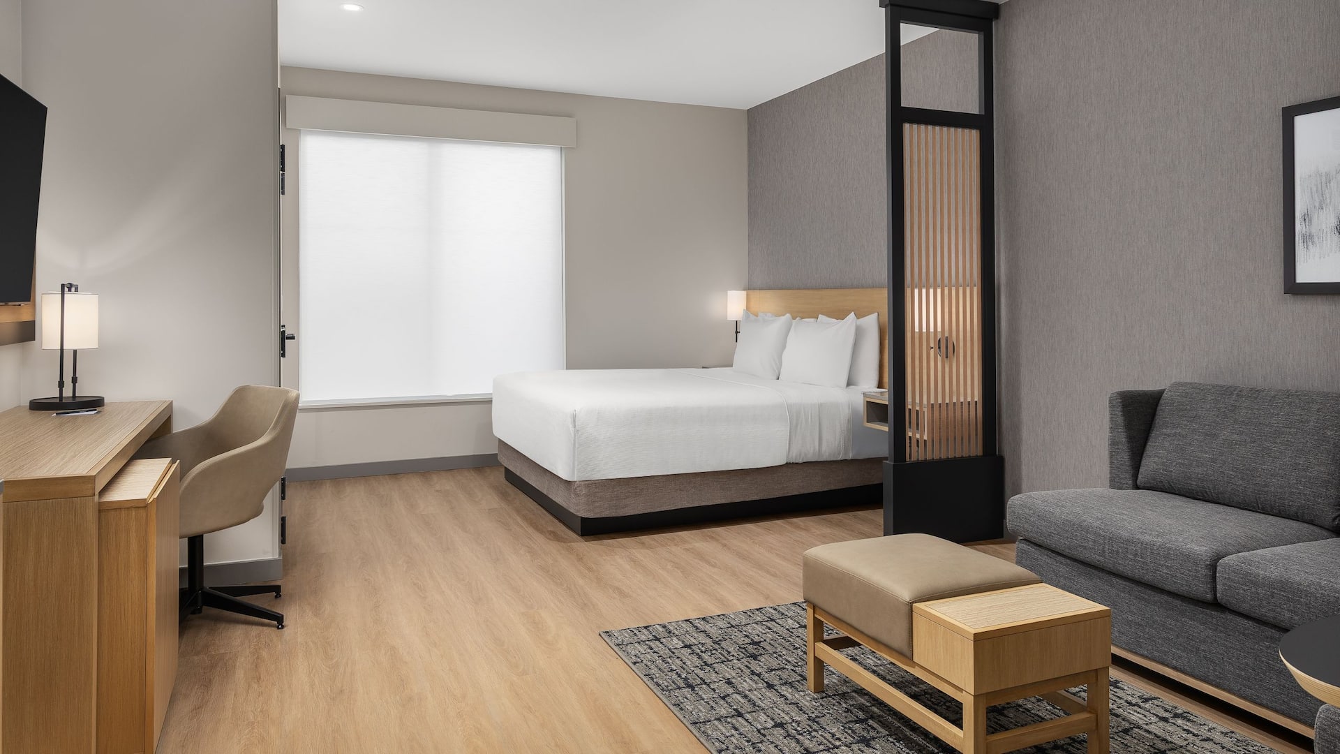 Hyatt Place Toronto Airport King Room Wide View With Window Shades