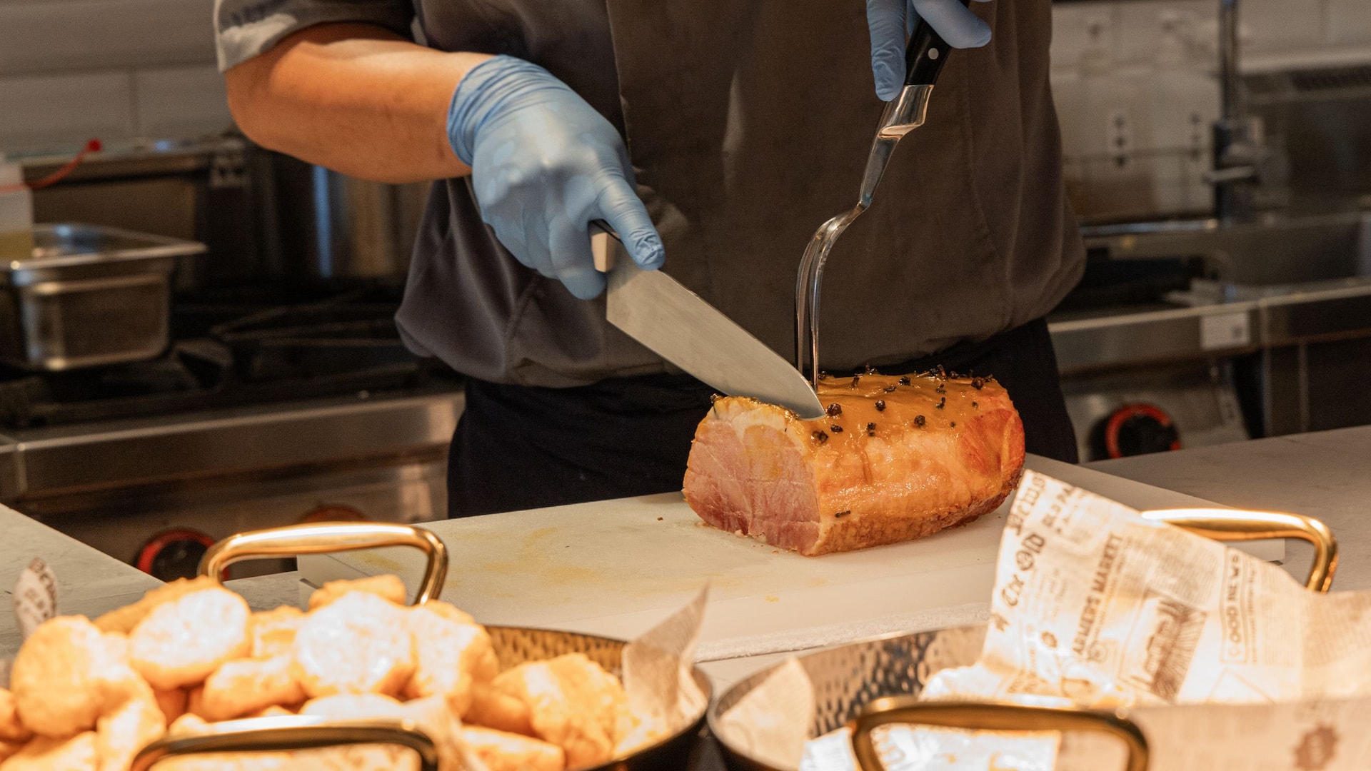 Hyatt Place Chef Slicing Roasted Ham
