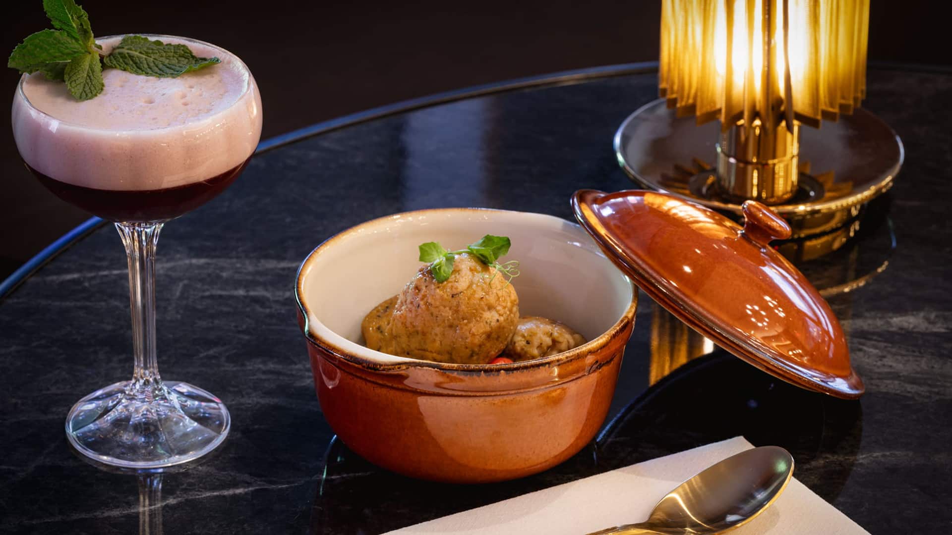 Hyatt Regency Times Square Manhattan Matzo Ball With Cocktail