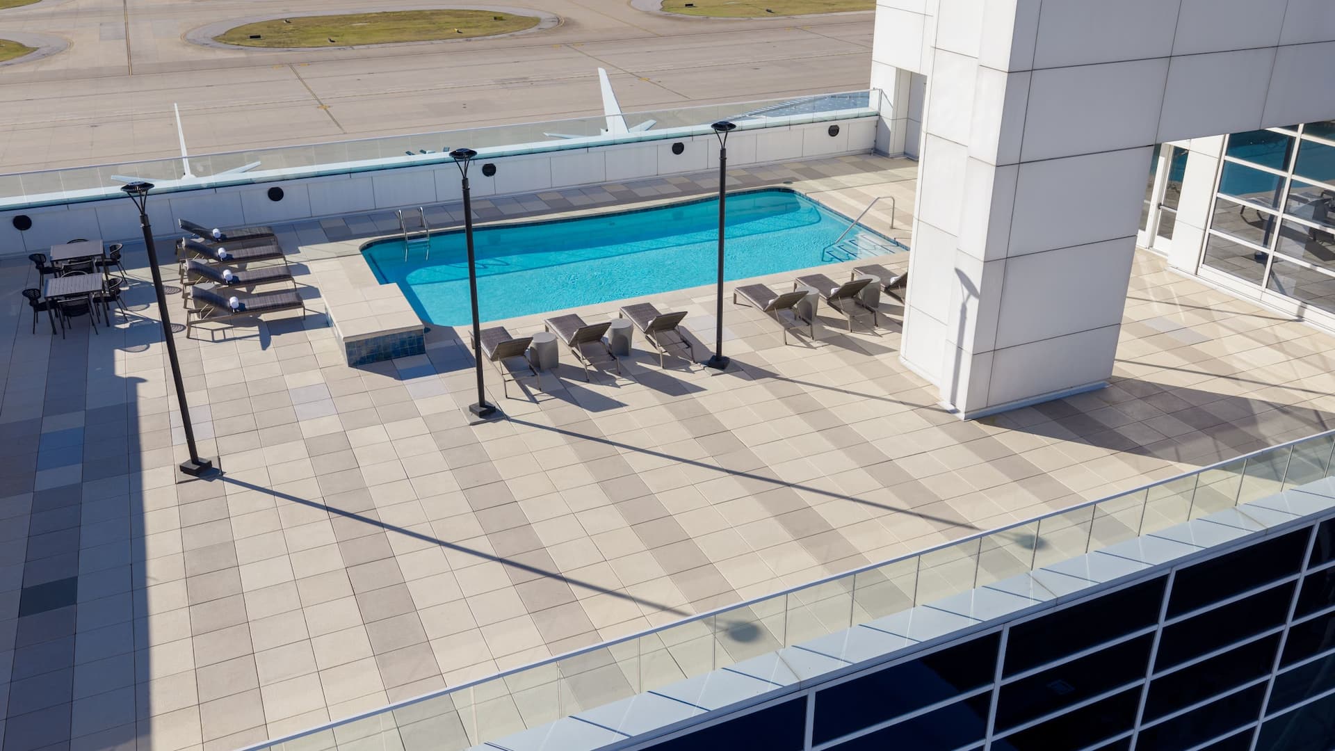 Grand Hyatt DFW Rooftop Pool Flight Deck Terrace Aerial
