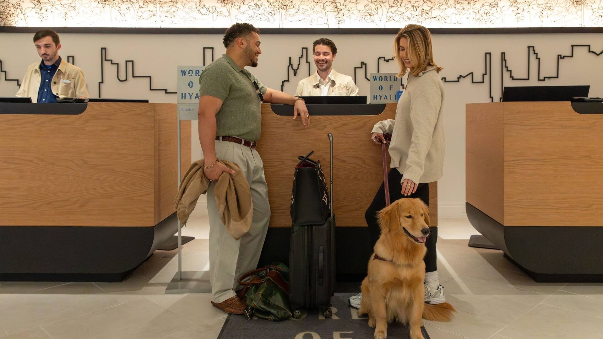 Hyatt Regency Austin Couple Check In Dog Agent Front Desk