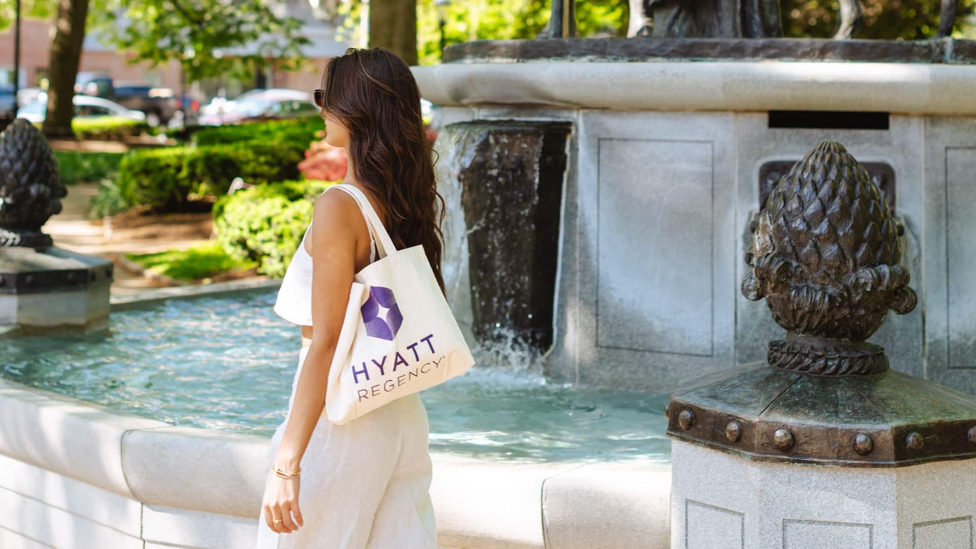 Hyatt Regency Morristown Person Walking By Fountain