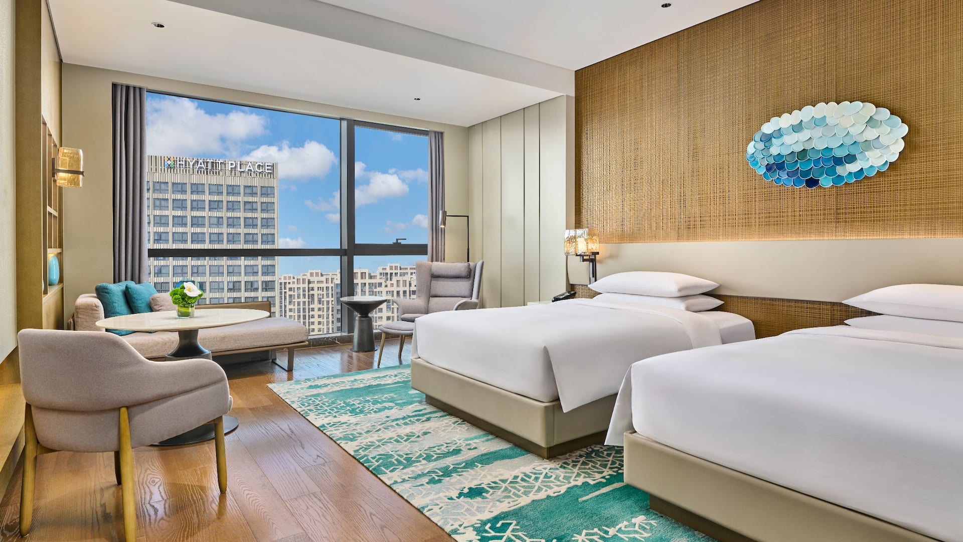 Hyatt Regency Shanghai Lingang Garden View Twin Room Bedroom