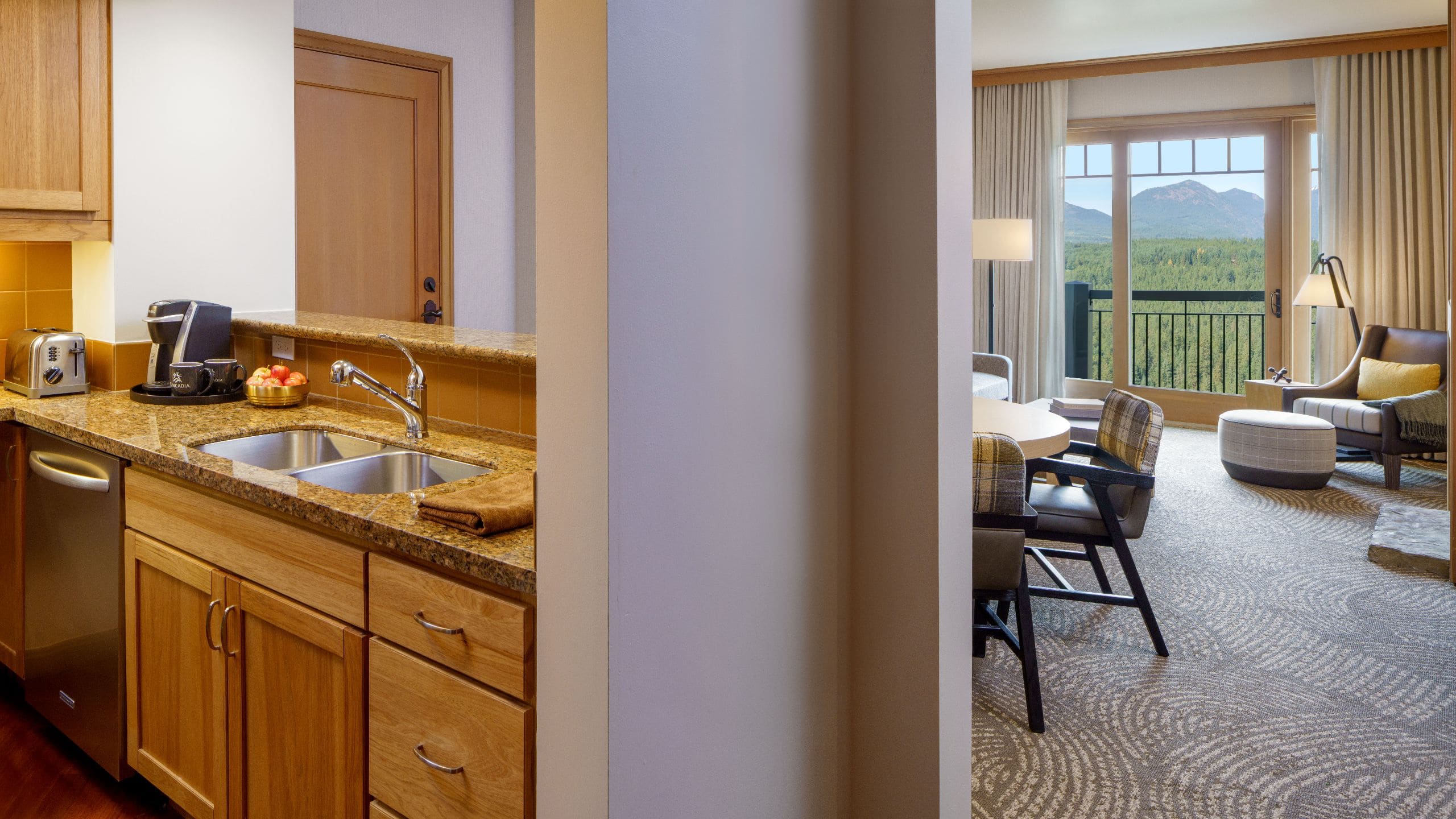 4 of 8 Suncadia Resort Lodge One Bed Kitchen Living Balcony