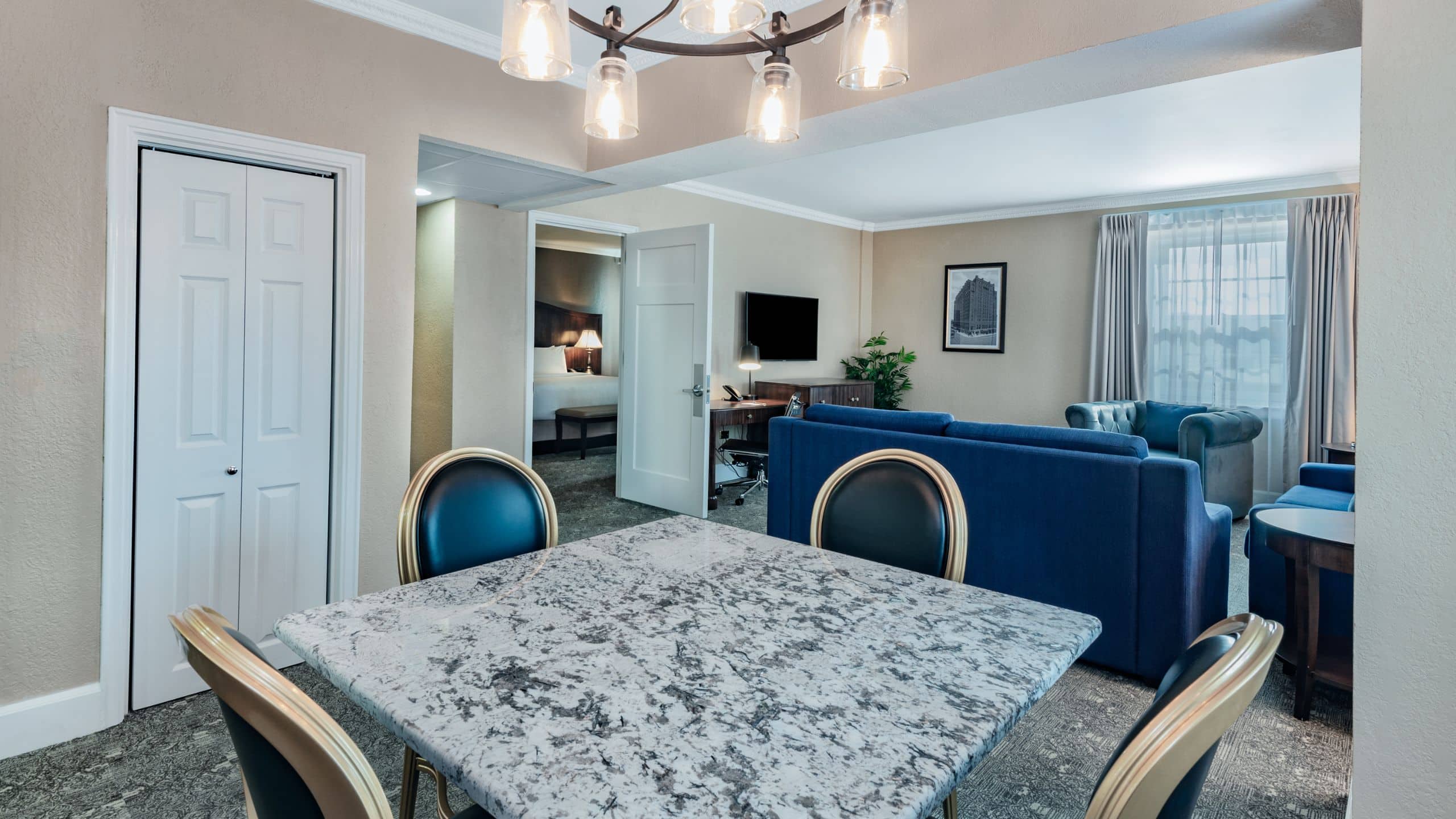 Americus Hotel Suite Living Area and Bedroom