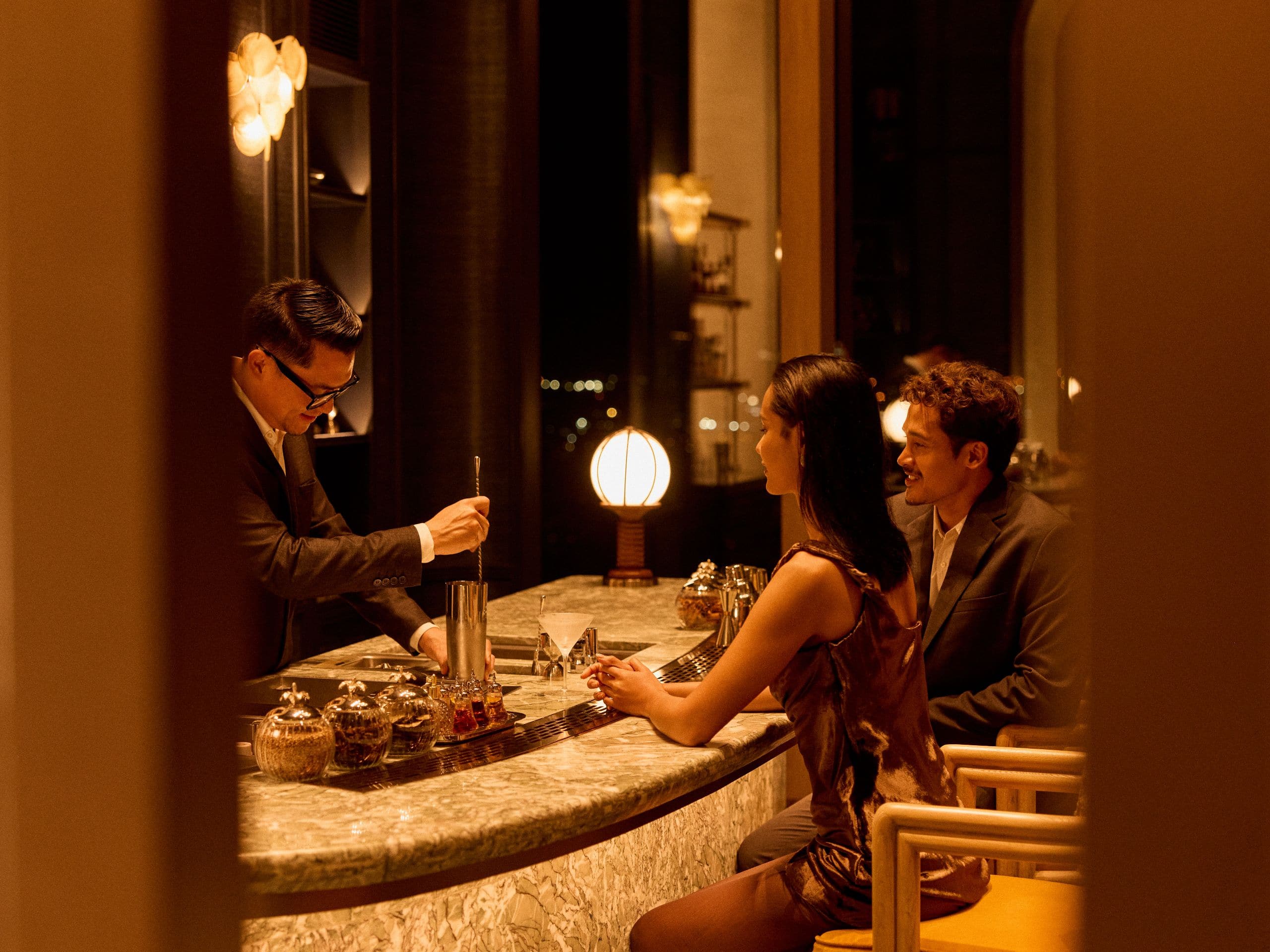 Andaz One Bangkok Couple Drinks Bar Bartender