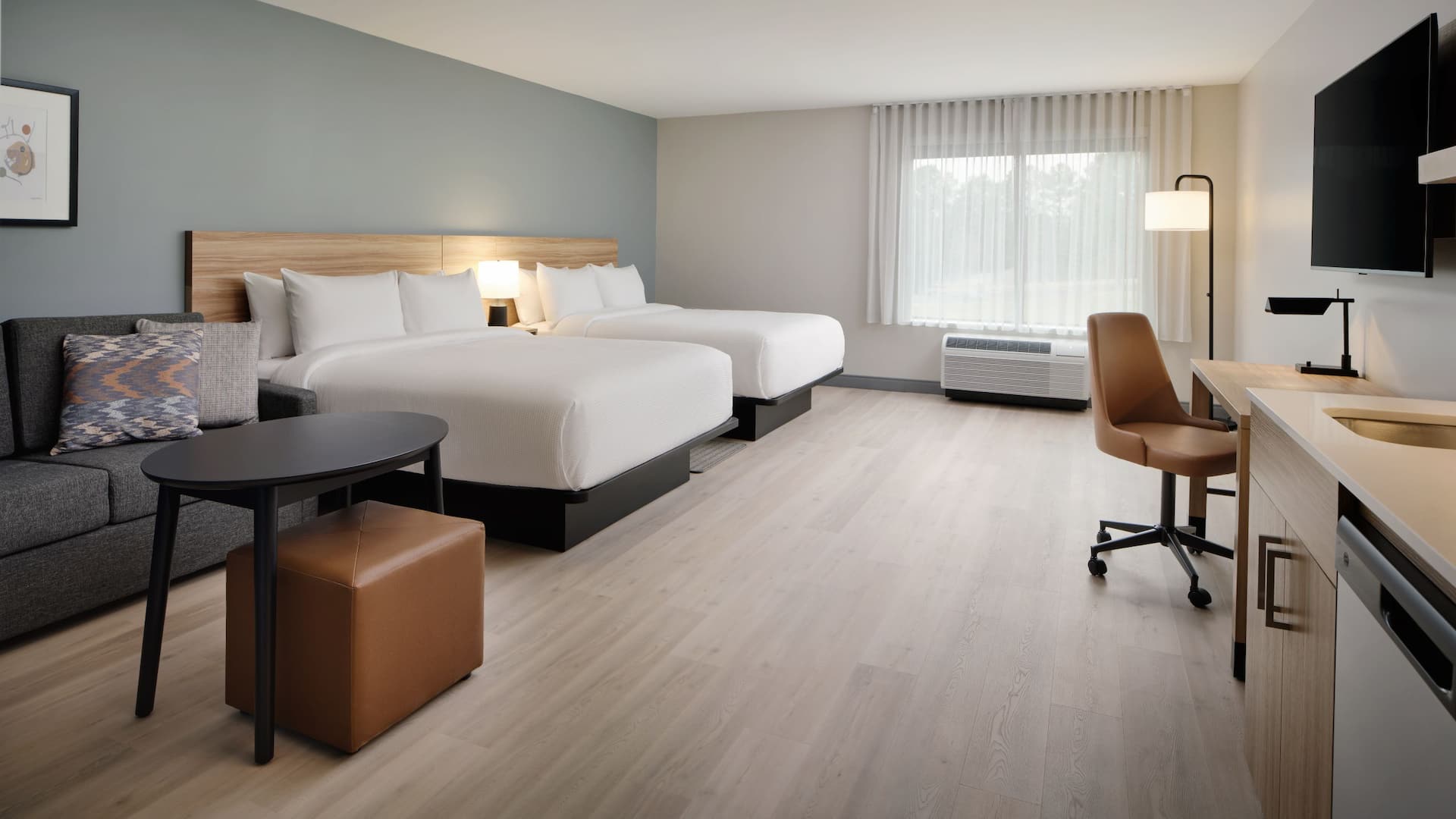 Hyatt Hotels Room Full View Kitchen Couch Bed Desk Window