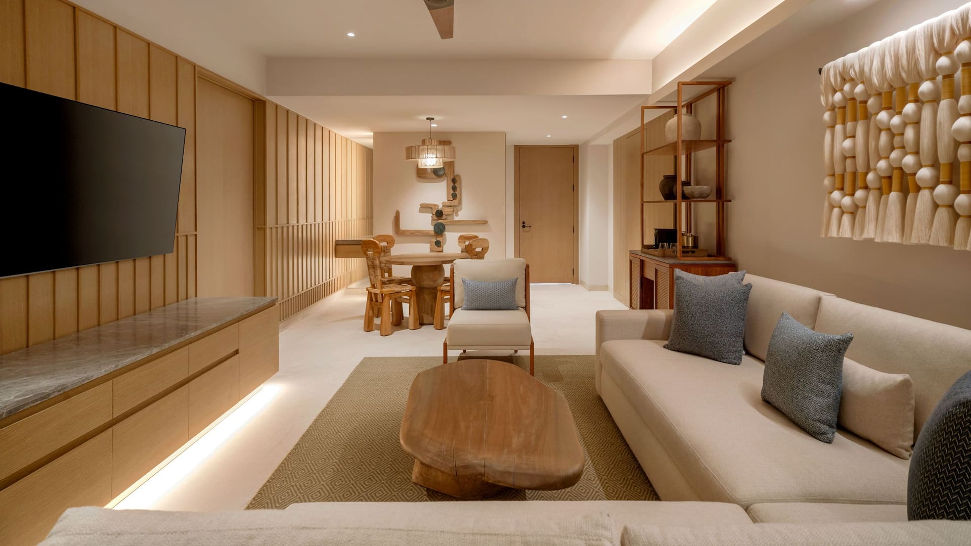 4 of 6 Grand Hyatt Cancun Beach Resort Couch Television Living Room